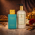 Swiss Arabian Shaghaf Oud Tonka Set | Shaghaf Oud Ahmar Set – Eau de Parfum & Body Lotion Set | Gourmand Amber Duft