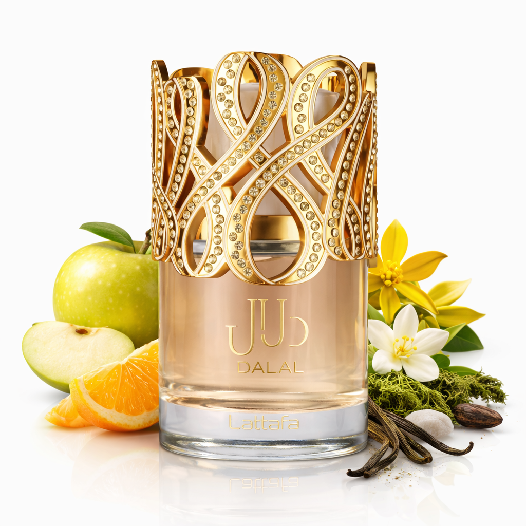 Lattafa Dalal Eau de Parfum 100 ml, fruchtig-blumiger Damenduft im eleganten Parfumflakon