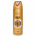 Lattafa Pride Nebras Elixir Parfüm-Deospray (200 ml) in goldfarbener Spraydose mit dekorativem Flakon-Motiv und arabischer Schrift, freigestellt vor weißem Hintergrund.